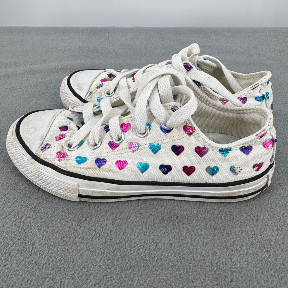 Converse Chuck Taylor All Star Youth 12 White Metallic Hearts A03391F